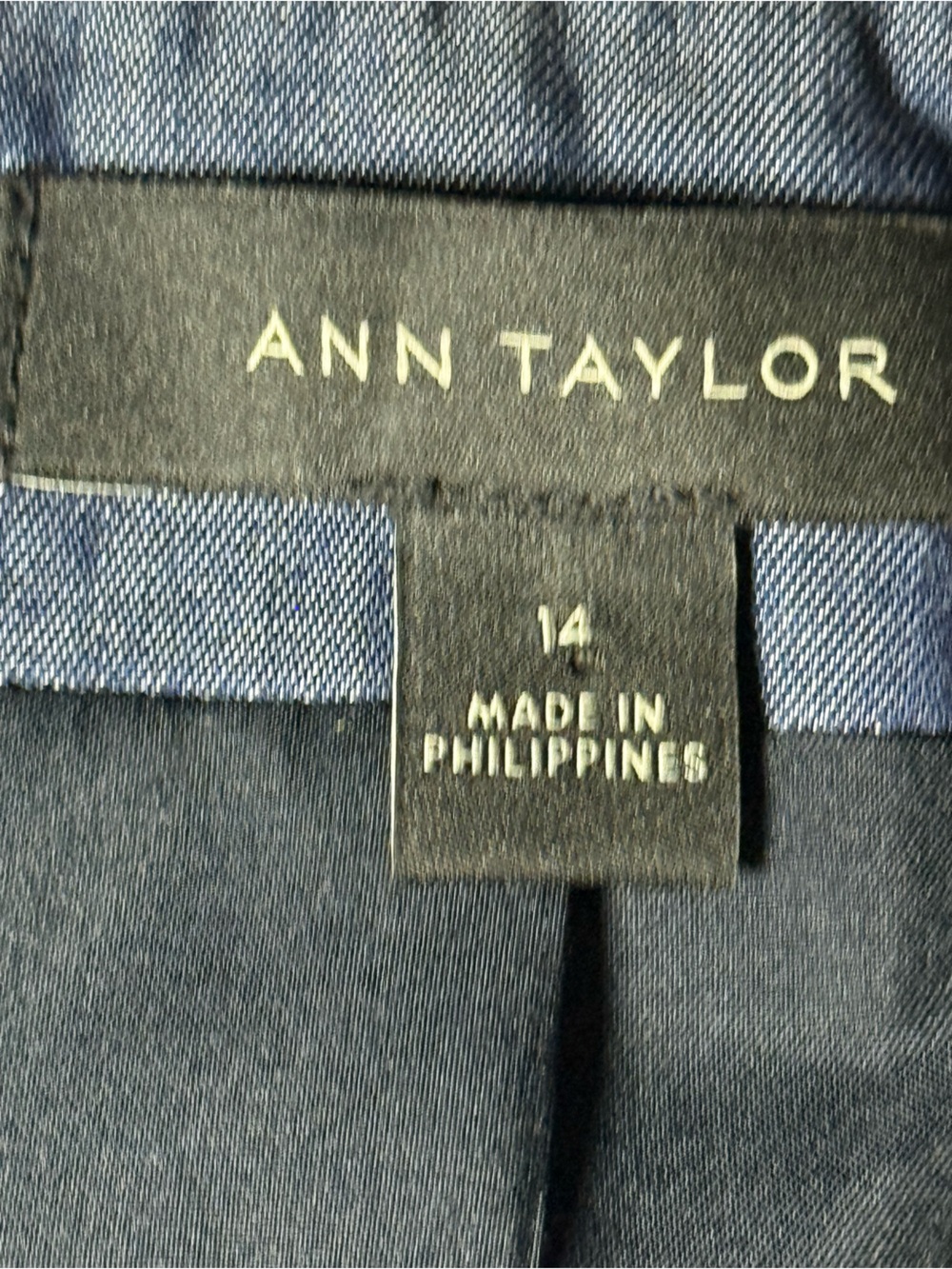 Ann Taylor Multicolor Tweed Fringe Jacket Blazer Navy Trim Size 14 - Picture 5 of 10